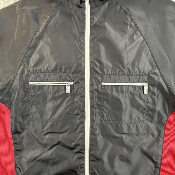 Vintage Nike Windbreaker Jacket Womens Small Black Red Full Zip Running Gym 90s - Picture 7 of 16